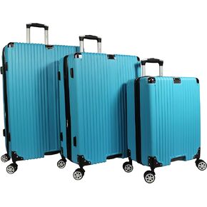 Dejuno Moda Scratch Resistant 3-Piece Hardside Spinner Luggage Set, Black, One Size