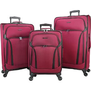 Dejuno Oslo Lightweight Expandable Spinner Luggage, Black, 3-Piece Set
