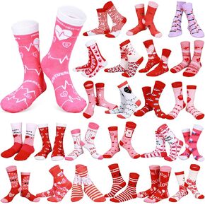 Shinymoon 24 Pair Valentine's Day Socks, Women's Cotton Socks Heart Love Animals Gift Patterned Socks for Mom Friends Sister (Heart) in Kuwait