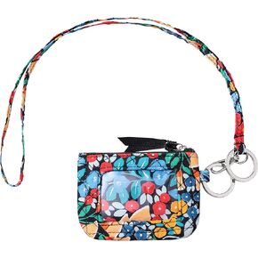 محفظة بسحاب لبطاقة الهوية مبطنة من القطن من برينتانو مع حبل لسلسلة المفاتيح وحامل الرقبة (Boho CHRYSANTHS-R)
