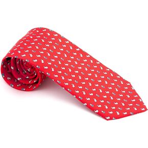 Kings and Wolves Men's 100% Silk Neckties Bunny Rabbit Printed Tie (Crimson Red)