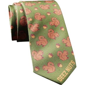 Crazy Dog T-Shirts Deez Nuts Necktie Funny Ties for Men Squirrel Tie Mens Novelty Neckties
