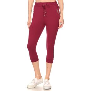 LA12ST Women's Juniors Soft Capri Jogger Pants Drawstring Pockets