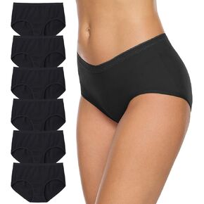Xibing Womens Plus Size Cotton Underwear No Ride Up Hipster Panties Soft Breathable Stretch Bikini Ladies Briefs 6-Pack