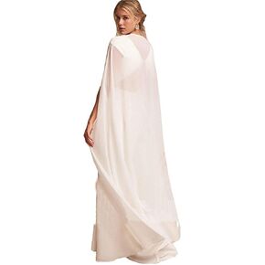 Kelaixiang Bridal Wedding Capes Veils Chiffon Bridal Wraps Cathedral Length Wedding Cloak with Arm Hole