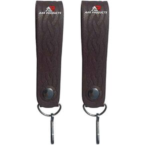Pair of Sporran Suspenders Leather Celtic Embosed Design with Heavy Hooks