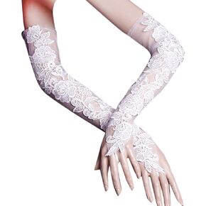 Women Floral Lace Gloves for Wedding Party Evening Fingerless Gloves