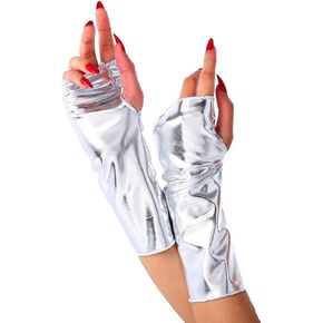 Punk Fingerless Gloves Sexy Show Fingers Gloves Shiny Stretchy Gloves for Women and Girls in Kuwait