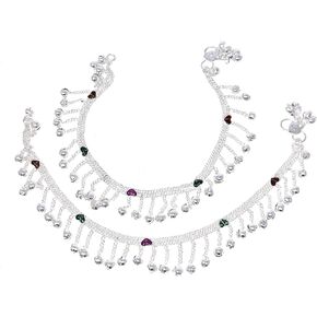 Indian Traditional Ethnic Silver Loud Jingle Bead Bells Anklet Payal Pair For Women - Dance Bridal Wedding Party - Duel On Jewel