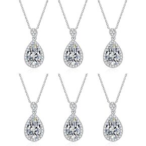 DHQH Bridesmaid Proposal Gifts CZ Tearsdrop Earrings Necklace Set Crystals Pendant Necklaces Jewelry Sets for Bridal Bridesmaids Prom Wedding
