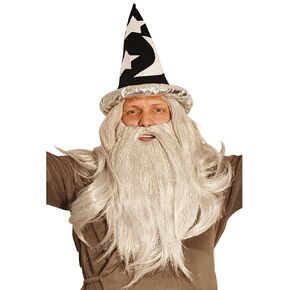 HandinHandCreations Wizard Wig and Long Beard with Wizard Sorcerer Costume Hat - All Included