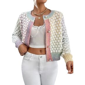 Floerns Women's Ombre Marled Knitwear Long Sleeve Button Front Cardigan