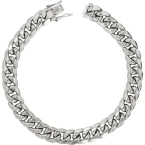 Nuragold 10k White Gold 7.5mm Miami Cuban Link Chain Bracelet, Mens Jewelry Box Clasp 7" 7.5" 8" 8.5" 9"