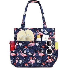 Kasqo Beach Tote Bags for Women, Waterproof Sandproof Large Pool Bag Stylish Zipper Beach Tote for Gym Travel Shopping School in Kuwait