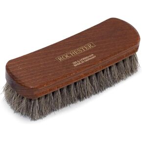 Rochester 6.5" Horsehair Shoe Brush, Shoe Cleaner Brush with Gold Accent, Horsehair Brush, Shoe Cleaning Brush, Brown Bristles