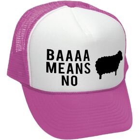 The Goozler - BAAAAAA Means NO - Sheep Parody Joke Gag - Vintage Retro Style Trucker Cap Hat
