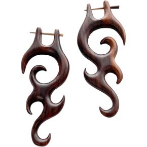 Tribal Organic Wooden Cool Stud Earrings Fake Gauges bohemian wing jewelry tattoo faux plugs tapers edgy earrings