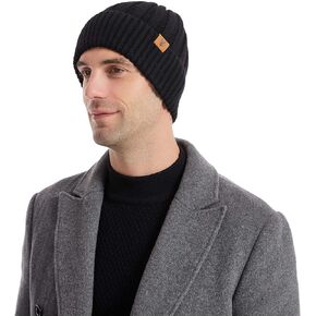 Winter Beanie Hat Scarf for Men Warm Knit Hat Skull Cap Neck Warmer Scarves for Men Women with Fleece Lined 2PCS