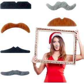 6 قطع من الشوارب المزيفة ذاتية اللصق، مجموعة شوارب مزيفة ملونة واقعية للحفلات، لحية مزيفة ومضحكة ومشعرة للأطفال والكبار in Kuwait