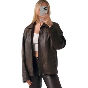 90's Brown Oversized Leather Jacket, 90’s Leather Jacket, Y2K Leather Jacket, Birthday Gift, Gift for Her