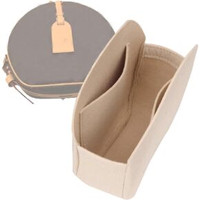 Lckaey round bag case-Purse Insert for round bag Applicable to old flower soft bag, support Kuqi Round bag Organizer2078-khaki-S