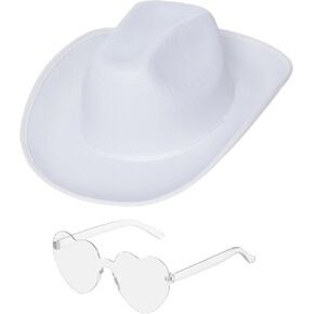 yeabwps Cowboy Hat and Glasses Cosplay Halloween Costume Dress Party Supplies Hats for Girl Women