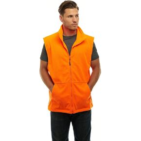 TrailCrest by Treel Men's Fleece Safety Blaze Orange High Visibility Hunting Vest