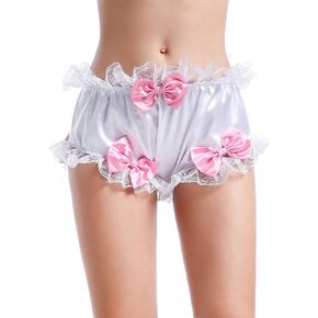 GOceBaby Women Sissy Bow Shiny Satin Lace Panties Lingerie Underwear