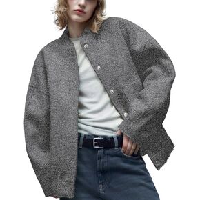 جاكيت نسائي من مزيج الصوف من Lentta مقاس كبير كاجوال بأزرار سفلية مع جيوب 2023 in Kuwait