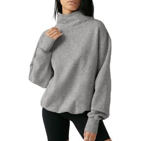 Fisoew Women's Oversized Turtleneck Sweatshirt Long Sleeve Pullover Casual Tops