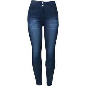 Womens Denim Horse Riding Pants | High Waist Silicone Full Seat Breeches Denim Navy Blue