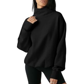 Fisoew Women's Oversized Turtleneck Sweatshirt Long Sleeve Pullover Casual Tops