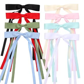 12 PCS Hair Bows for Women, Hair Ribbon with Long Tail Bowknot Hair Clips for Women Girls, Hair Barrettes with Bow Accessories (12 Color mixing)