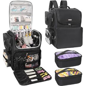 Relavel Hair Tools Travel Bag Hair Stylist Backpack Hairdresser Cosmetology Bag, Heat Insulation Full Layer for Curling Iron, Hair Straightener, Travel Accessories Train Case Barber Organizer