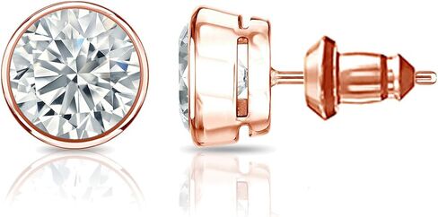 Diamond Wish 14k Gold Bezel-set Round Diamond Stud Earrings (1/4-2cttw, G-H, SI2-I1) Secure Lock Back in Saudi Arabia