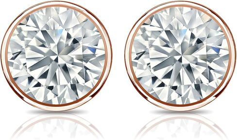 Diamond Wish 14k Gold Bezel-set Round Diamond Stud Earrings (1/4-2cttw, G-H, SI2-I1) Secure Lock Back in Saudi Arabia