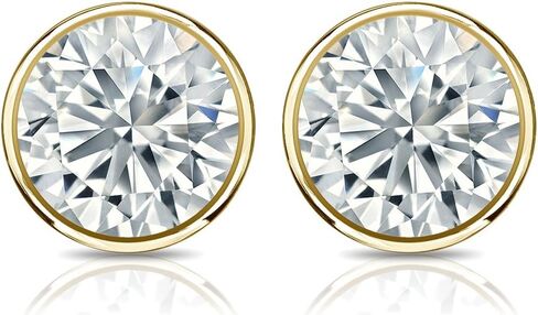 Diamond Wish 14k Gold Bezel-set Round Diamond Stud Earrings (1/4-2cttw, G-H, SI2-I1) Secure Lock Back in Saudi Arabia