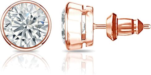 Diamond Wish 14k Gold Bezel-set Round Diamond Stud Earrings (1/4-2cttw, G-H, SI2-I1) Secure Lock Back in Saudi Arabia