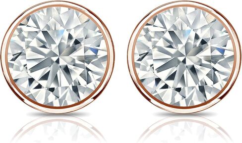 Diamond Wish 14k Gold Bezel-set Round Diamond Stud Earrings (1/4-2cttw, G-H, SI2-I1) Secure Lock Back in Saudi Arabia