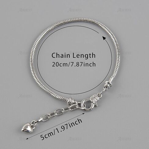 AUEAR, 10 Pack Silver Snake Chain Charm Bracelets with Heart Lobster Clasp Extender Chain Charm Bracelet for Jewelry Making in Saudi Arabia