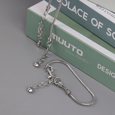 AUEAR, 10 Pack Silver Snake Chain Charm Bracelets with Heart Lobster Clasp Extender Chain Charm Bracelet for Jewelry Making in Saudi Arabia