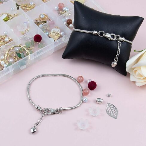 AUEAR, 10 Pack Silver Snake Chain Charm Bracelets with Heart Lobster Clasp Extender Chain Charm Bracelet for Jewelry Making in Saudi Arabia