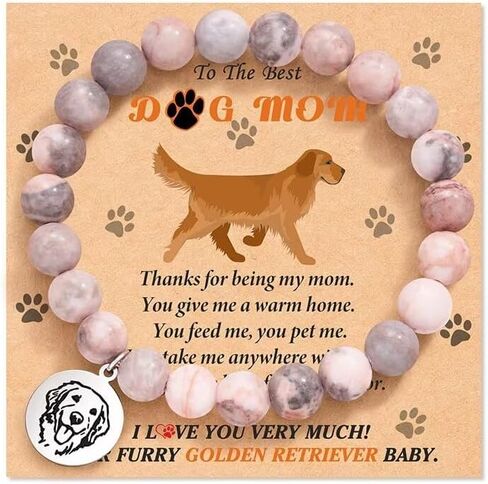سوار سحر الكلب لأمي أبي، الحجر الطبيعي لطيف أفضل الهدايا أمي الكلب، لأمي من daugther والابن، للنساء الرجال المجوهرات هدية عيد الأم، عيد ميلاد in Kuwait