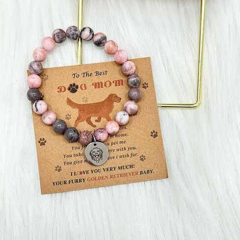 سوار سحر الكلب لأمي أبي، الحجر الطبيعي لطيف أفضل الهدايا أمي الكلب، لأمي من daugther والابن، للنساء الرجال المجوهرات هدية عيد الأم، عيد ميلاد in Kuwait