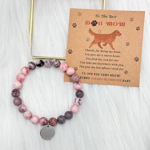 سوار سحر الكلب لأمي أبي، الحجر الطبيعي لطيف أفضل الهدايا أمي الكلب، لأمي من daugther والابن، للنساء الرجال المجوهرات هدية عيد الأم، عيد ميلاد in Kuwait