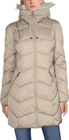 سترة منتفخة للسيدات من TAHARI مع زخرفة من الفرو ونمط شيفرون in Kuwait