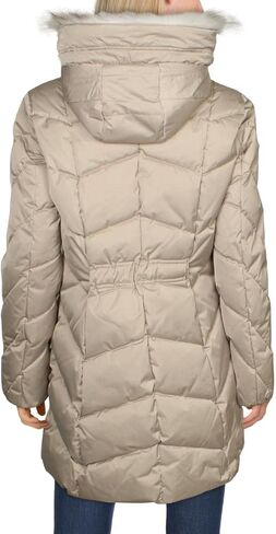 سترة منتفخة للسيدات من TAHARI مع زخرفة من الفرو ونمط شيفرون in Kuwait