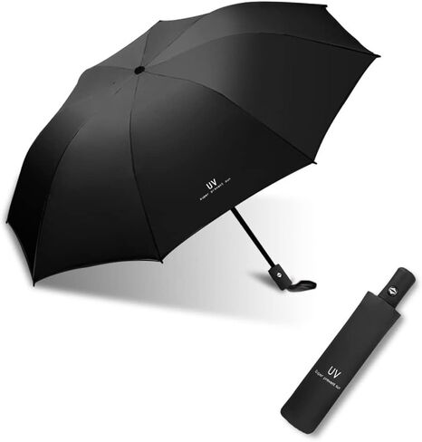 Automatic Umbrella, Windproof Travel Umbrella for Rain, Auto Open Close Compact Folding Umbrella, Sun Protection Tote Umbrella with Black Coating for Women Men in Saudi Arabia
