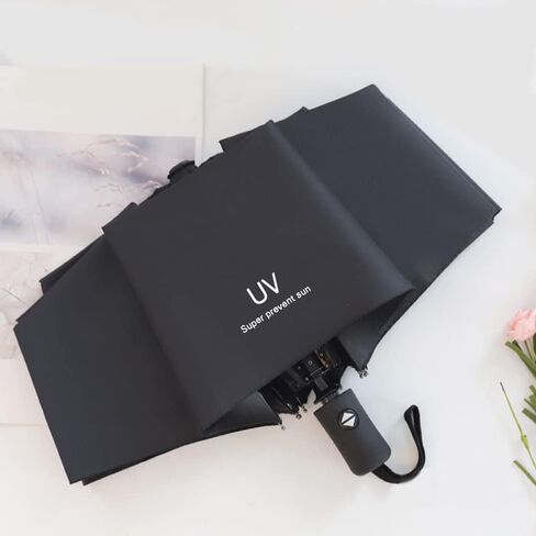 Automatic Umbrella, Windproof Travel Umbrella for Rain, Auto Open Close Compact Folding Umbrella, Sun Protection Tote Umbrella with Black Coating for Women Men in Saudi Arabia