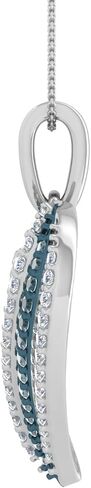 FINEROCK 1/2 Carat Blue Diamond & White Diamond Heart Pendant Necklace in 925 Sterling Silver or 18K Yellow Gold over Sterling Silver in Saudi Arabia
